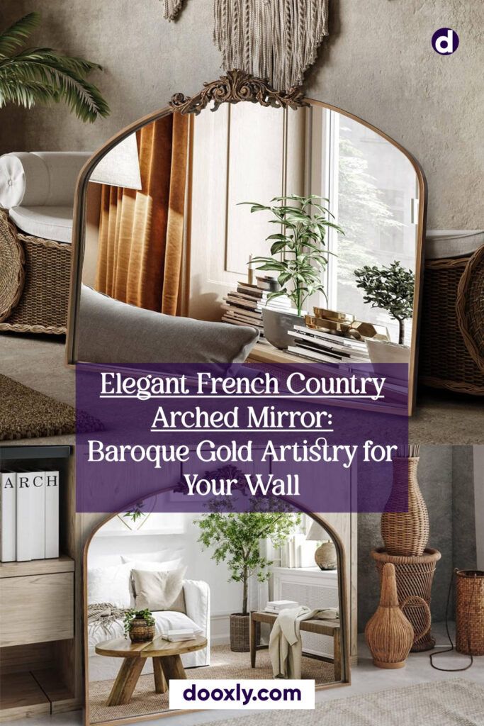 Baroque Arched Mirror with Antique Gold Finish Decor